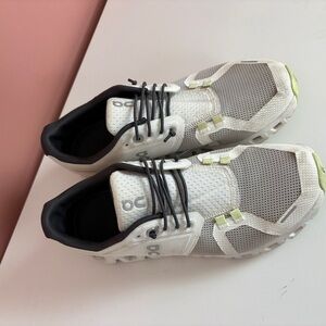 On Running Women's White and Gray Athletic Shoes with Black Accents